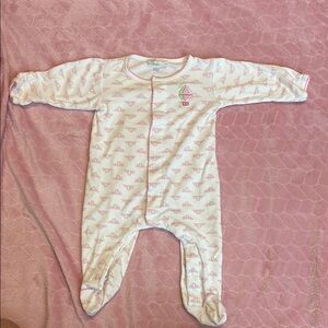 Magnolia Pink and White Footies Soft Baby One Pieces